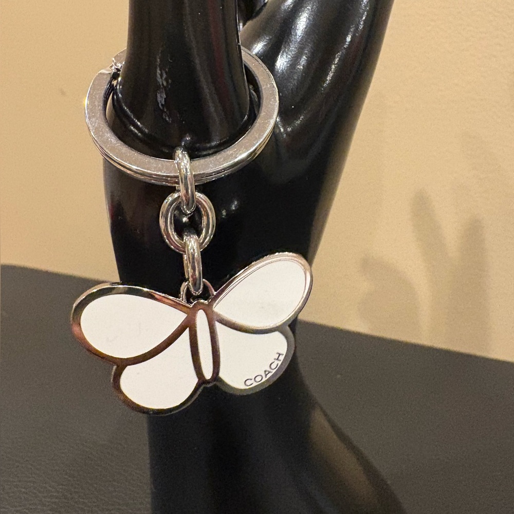Coach VINTAGE Butterfly Key Chain/Purse Charm - white